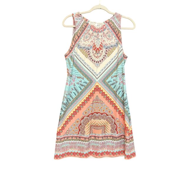 Hale Bob Women's Jersey Dress Sz S Multicolor Mandala Print Stretch Sleeveless - Picture 3 of 8